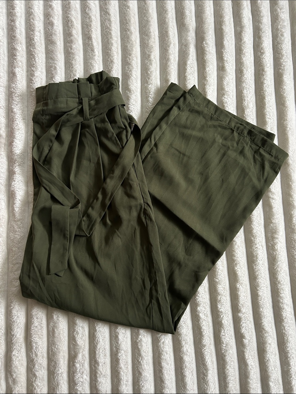 Olive Green Tie-Waist Pants